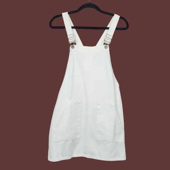 white christmas dresses White Denim Dungaree Dress main image 1